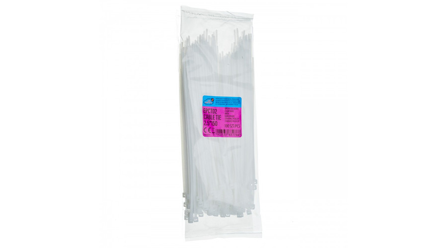 Einparts fehér kábelkötegelő készlet 2,5x150mm, 100db, EPCT02