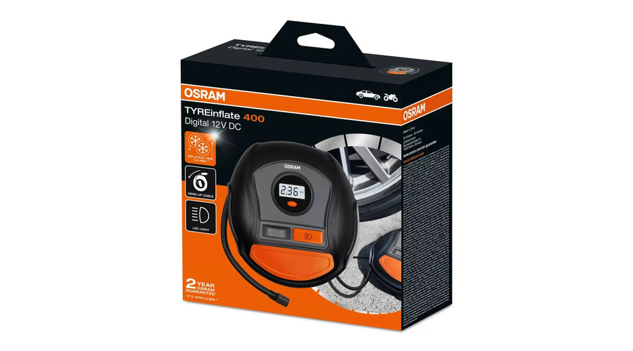 Osram TYREinflate 400 légkompresszor - feltekerhető gumiabroncs pumpa OTI400