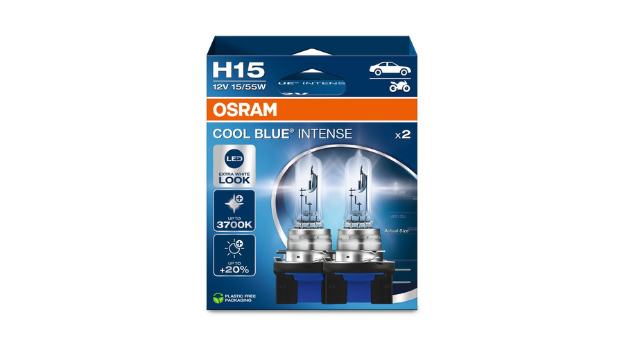 Osram H15 Cool Blue Intense NextGen +100% 3700K halogén izzó DUO BOX 64176CBN-2HB