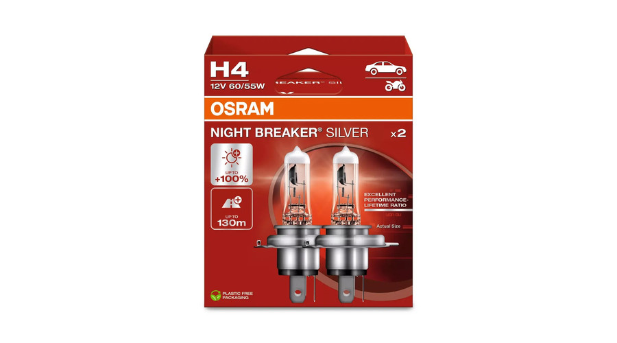 Osram H4 Night Breaker Silver +100% DUO BOX halogén izzó 64193NBS-2HB