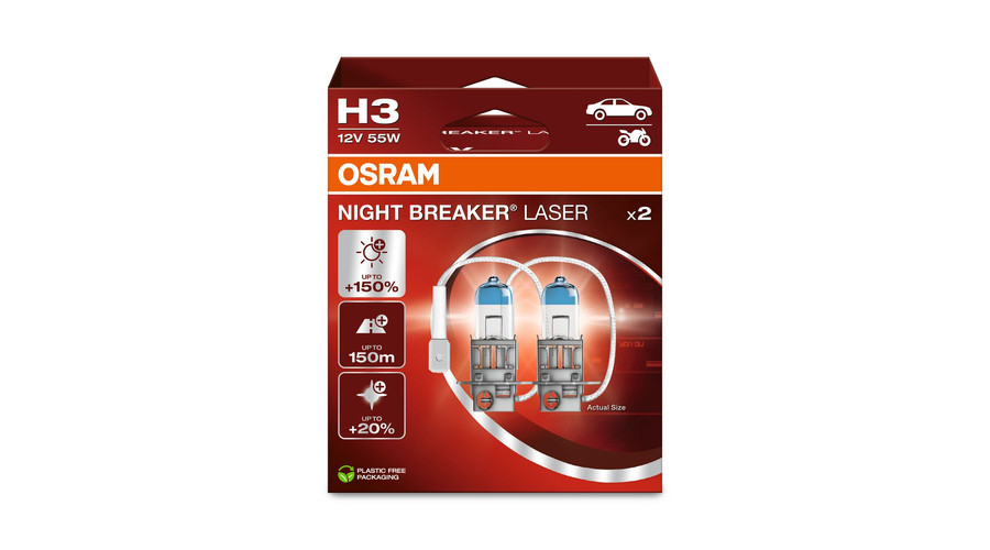 Osram Night Breaker Laser H3 +150% halogén izzó DUO BOX 64151NL-2HB