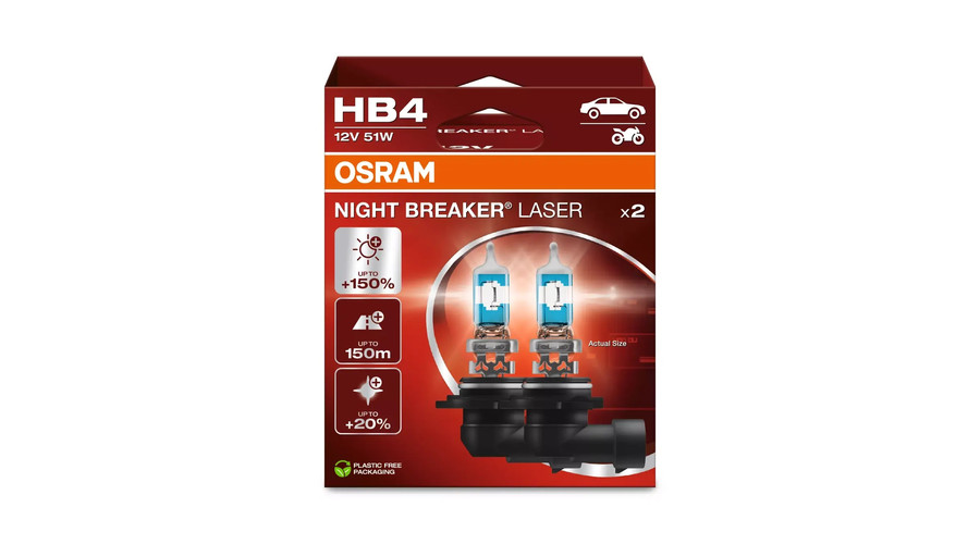 Osram Night Breaker Laser HB4 +150% halogén izzó DUO BOX 9006NL-2HB