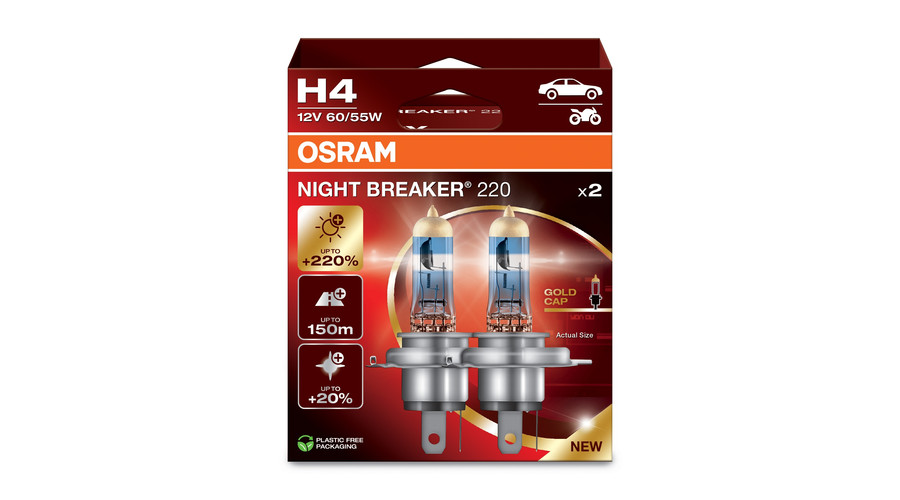 Osram Night Breaker 220 H4 55W +220% halogén izzó DUO BOX 64193NB220-2HB