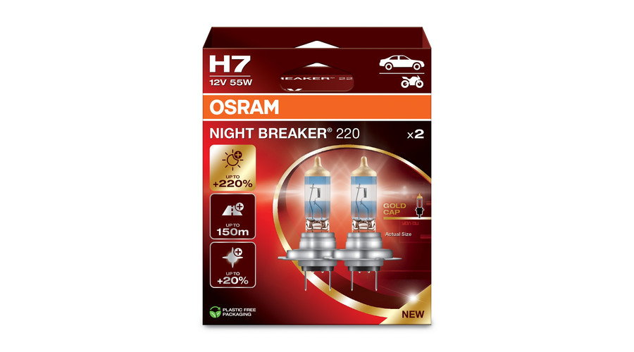 Osram Night Breaker 220 H7 55W +220% halogén izzó DUO BOX 64210NB220-2HB