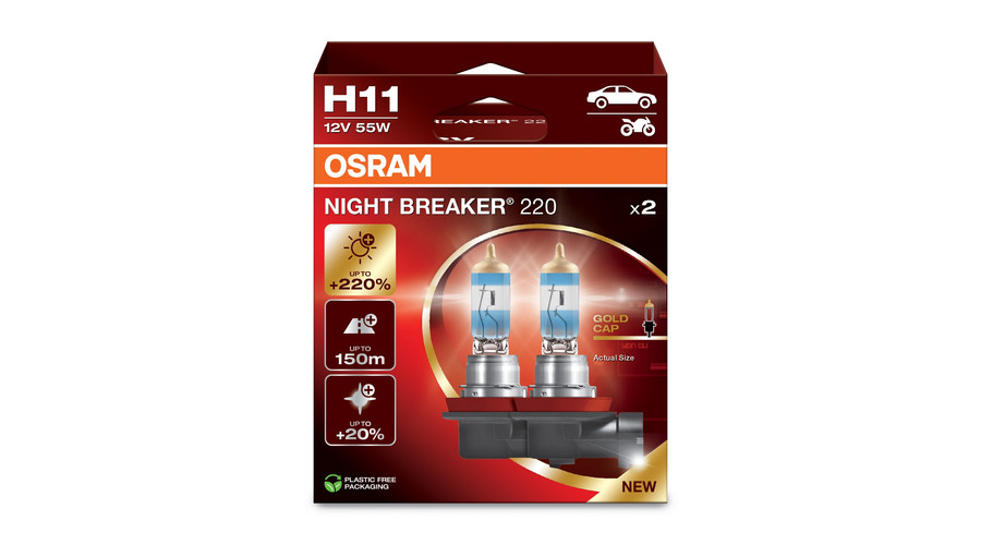 Osram Night Breaker 220 H11 55W +220% halogén izzó DUO BOX 64211NB220-2HB