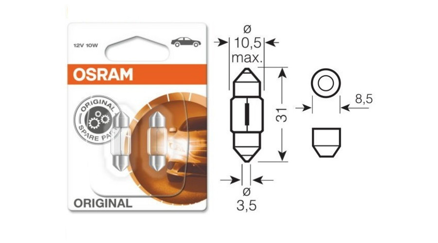 Osram C10W Original Line 31mm szofita izzó 6438-02B DUO BOX