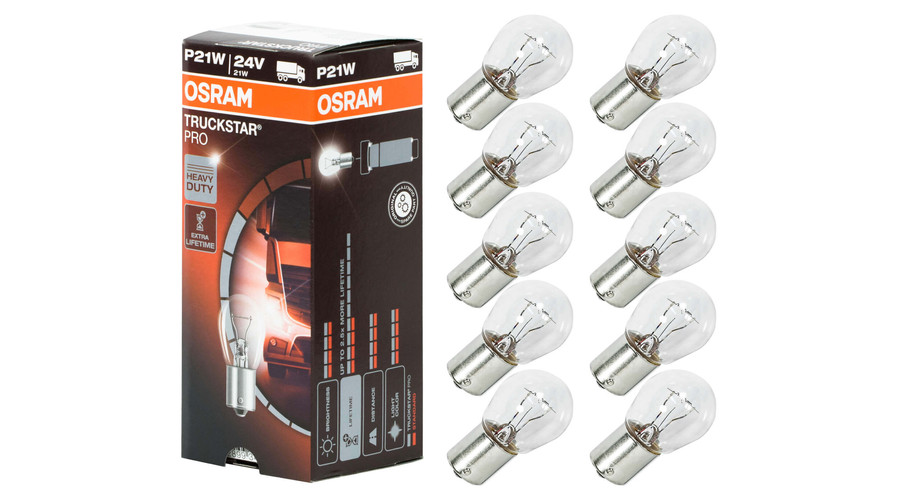 Osram P21W BA15S Truckstar Pro 24V halogén izzó 7511TSP 10db-os készlet