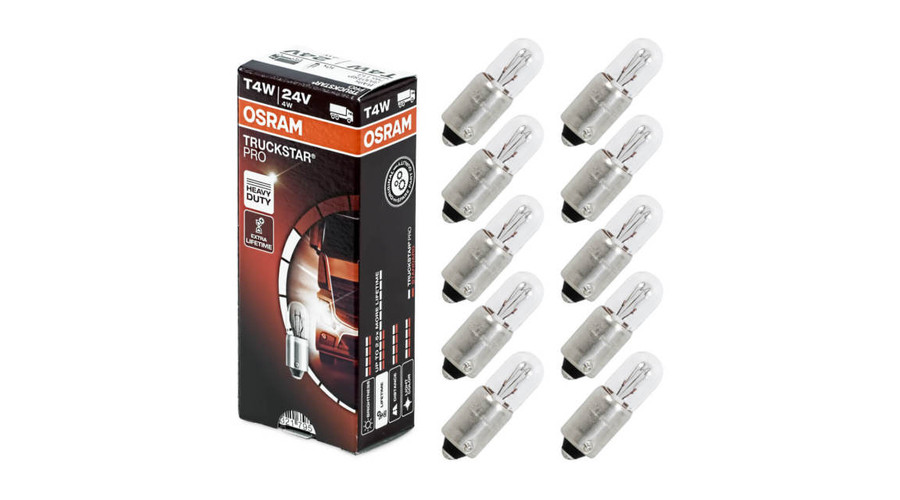 Osram T4W BA9S Truckstar Pro 24V halogén izzó 3930TSP 10db-os készlet