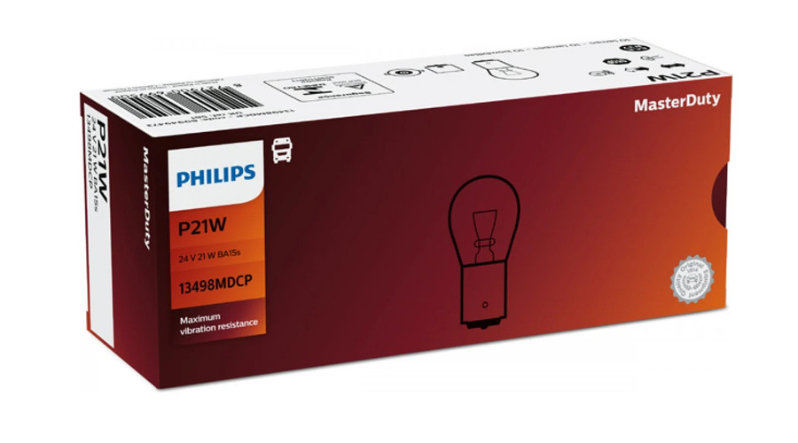 Philips BA15S P21W 24V MasterDuty halogén izzó 13498MDCP 10db-os készlet