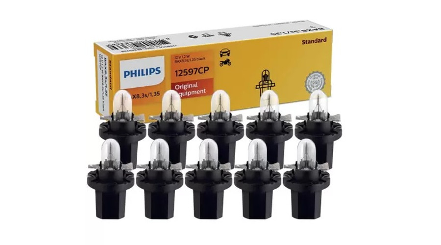 Philips BAX8,3s 1,35W 12V fekete műszerfal izzó 10db-os készlet 12597CP