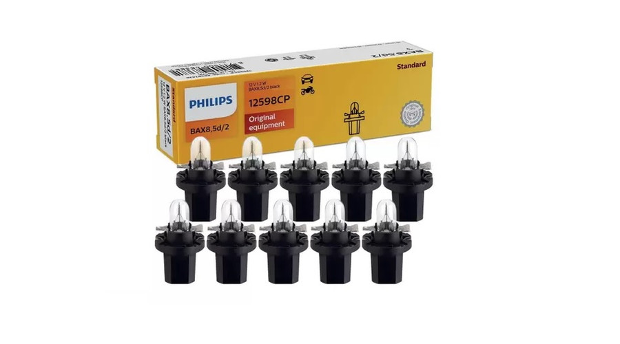 Philips BAX8,5d/2 1,2W 12V fekete műszerfal izzó 10db-os készlet 12598CP