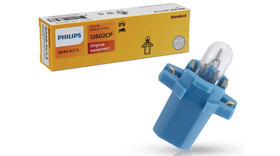 Philips BAX8,3s 1,5W 12V kék műszerfal izzó 10db-os készlet 12602CP