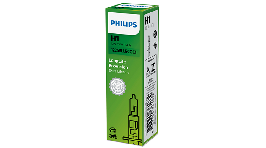Philips H1 LongLife EcoVision halogén izzó 12258LLECOC1