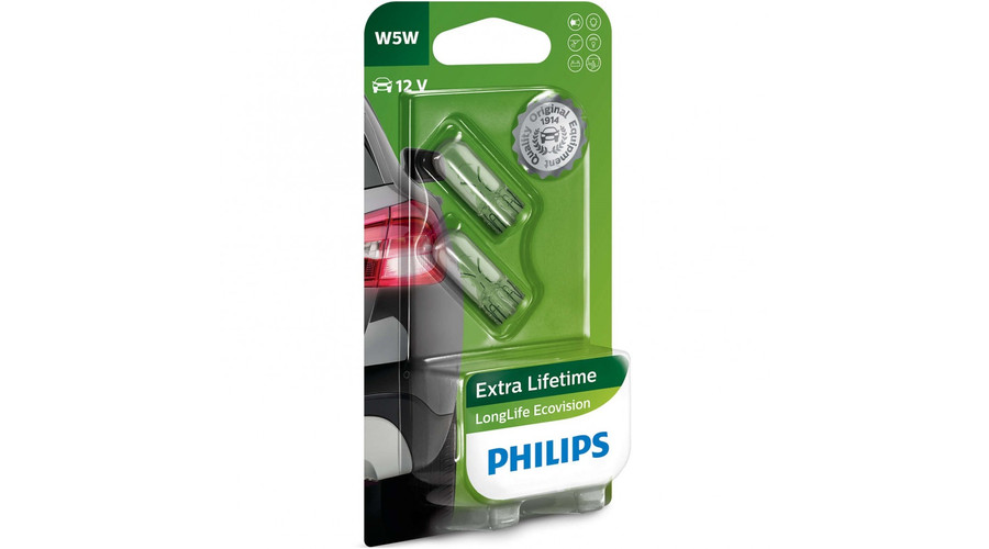 Philips T10 W5W LongLife EcoVision halogén izzó készlet 12961LLECO