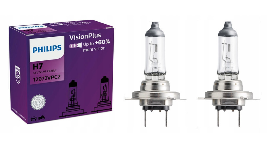 Philips H7 VisionPlus halogén izzó +60% 12972VPC2
