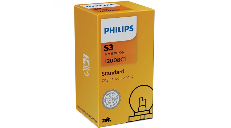 Philips S3 P26s 15W Original Vision 12V motorkerékpár halogén izzó +30% 12008C1