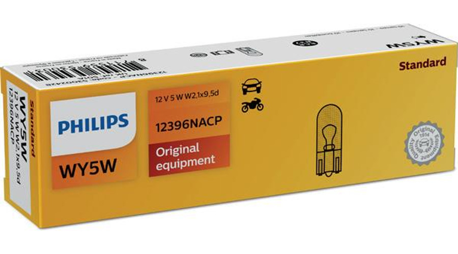 Philips T10 WY5W Standard Vision +30% 10db-os halogén izzó készlet 12396NACP