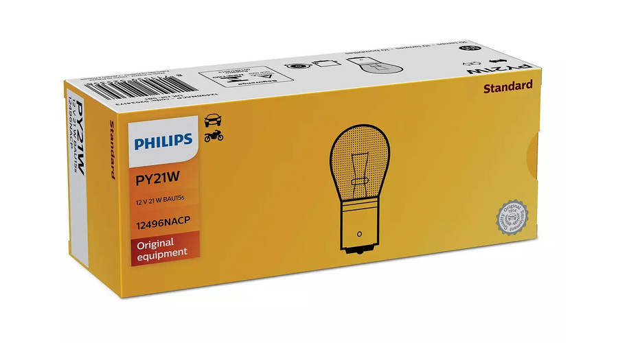 Philips PY21W BAU15S Standard Vision +30% 10db-os halogén izzó készlet 12496NACP