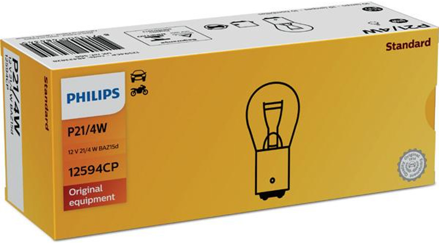 Philips P21/4W BAZ15D Standard Vision +30% 10db-os halogén izzó készlet 12594CP