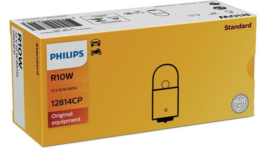 Philips R10W BA15S Standard Vision +30% 10db-os halogén izzó készlet 12814CP