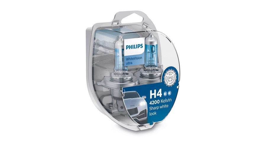 Philips H4 WhiteVision Ultra halogén izzó +60% 12342WVUSM + W5W