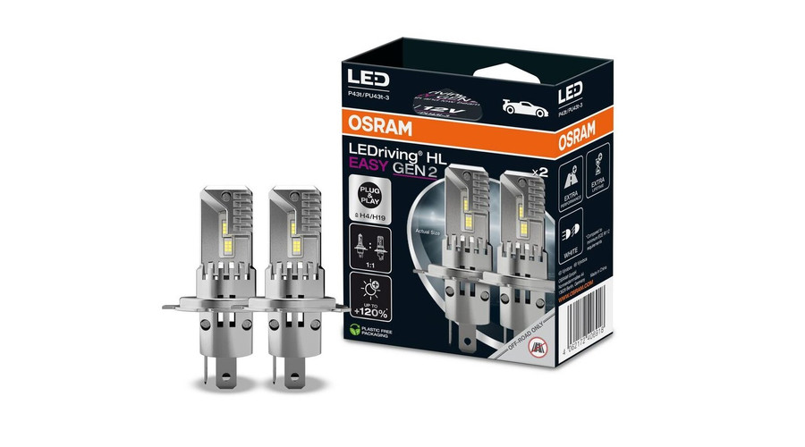 Osram LEDriving HL EASY GEN2 +120% H4 / H19 25W 12V 6500K LED DUO BOX 64193DWESY2-2HB