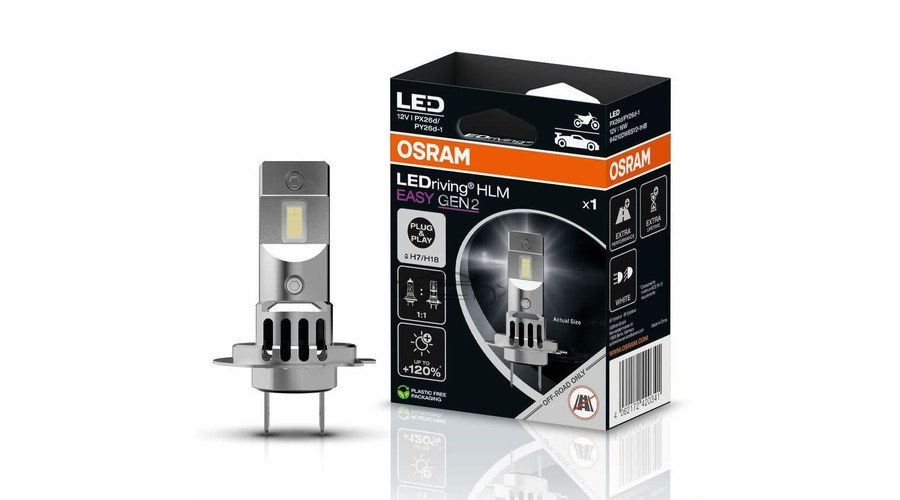 Osram LEDriving HL EASY GEN2 +120% H7 / H18 16W 12V 6500K LED 64210DWESY2-1HB 1db-os kiszerelés