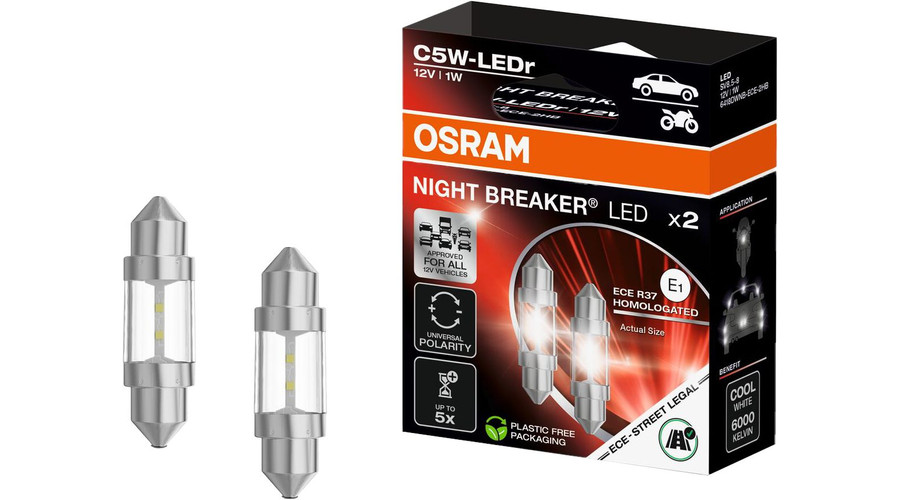 Osram Night Breaker C5W 36mm 6000K szofita LED készlet 6418DWNB-ECE-2HB LEGÁLIS