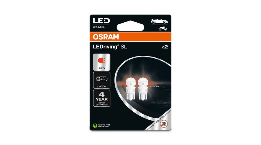 Osram LEDriving SL T10 W5W LED piros 2825DRP-2BL