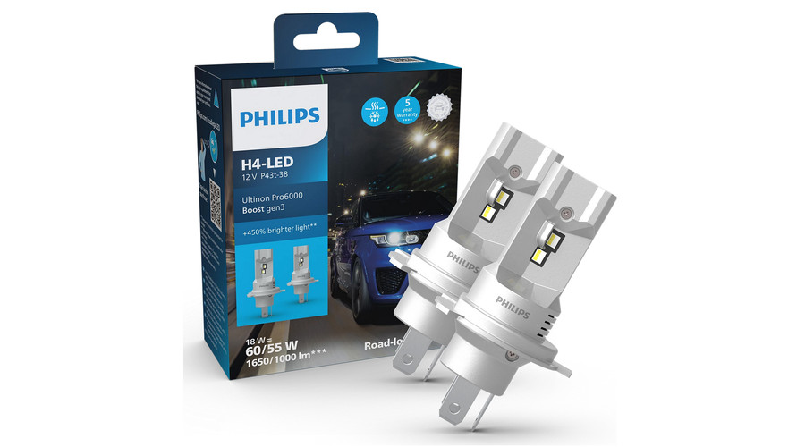 Philips H4 18W Ultinon Pro6000 HL Boost Gen3 +450% LED 5800K 11342U60B3X2 StVZO engedély