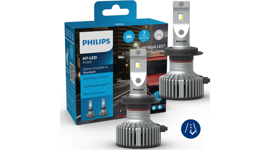 Philips H7 16W Ultinon Pro6000 Standard +220% LED 5800K 11972U60SX2 StVZO engedély