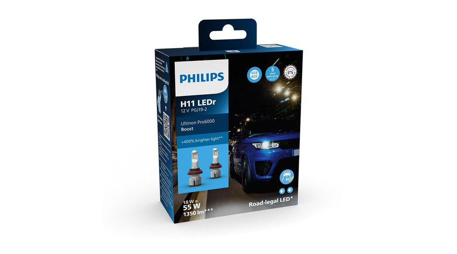 Philips H11 18W Ultinon Pro6000 Boost +400% LED 5800K 11362U60BX2 Legális ECE R37