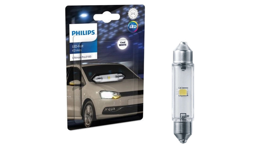 Philips C10W 43mm Ultinon PRO3100 szofita LED 6000K jégfehér 11866CU31B1