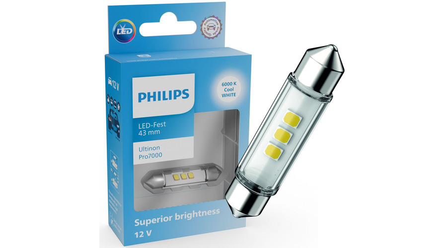Philips C10W 43mm Ultinon PRO7000 szofita LED 6000K jégfehér 11866CU70X1