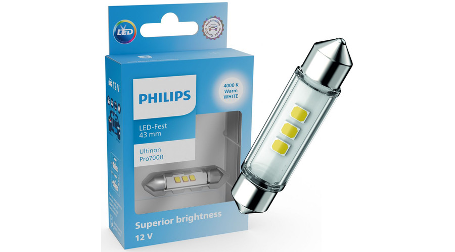 Philips C10W 43mm Ultinon PRO7000 szofita LED 4000K melegfehér 11866WU70X1