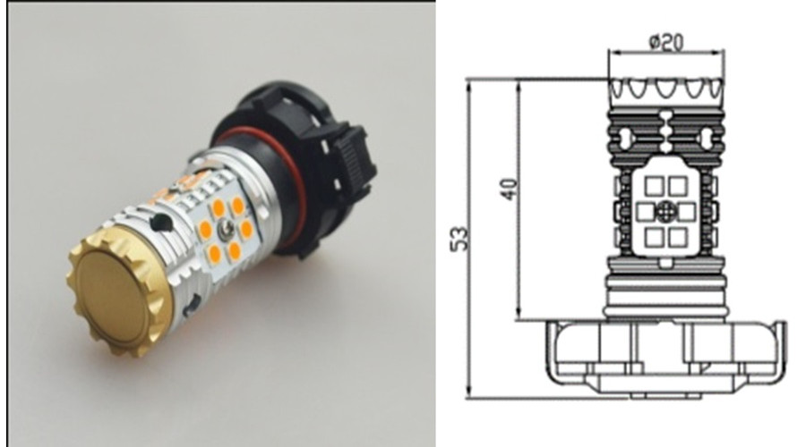 PSY24W LED 24x3030SMD Epistar (sárga) Can-Bus index
