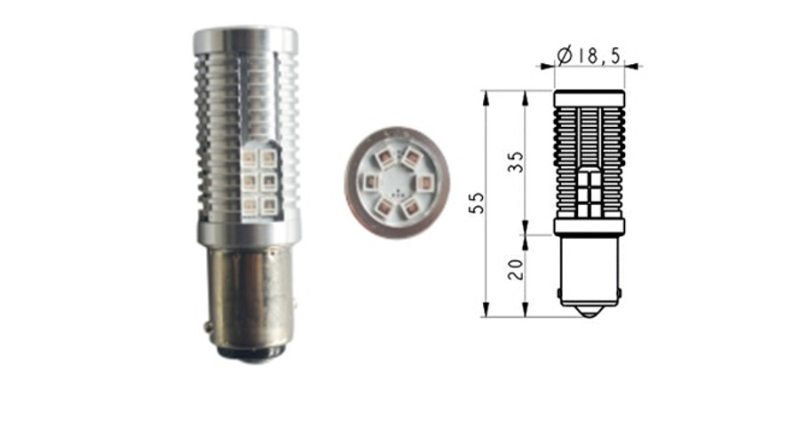 Bajonett BA15S - P21W LED 30x3030SMD Epistar (piros)
