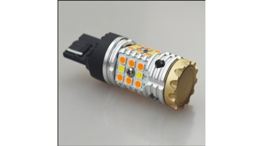 T20 7443 - W21/5W LED 32x3030SMD Epistar T2  sárga + fehér Canbus