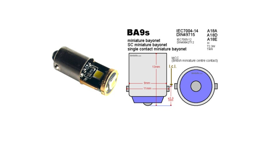 BA9S T4W 3x3030SMD LED Epistar Canbus 6000K fehér