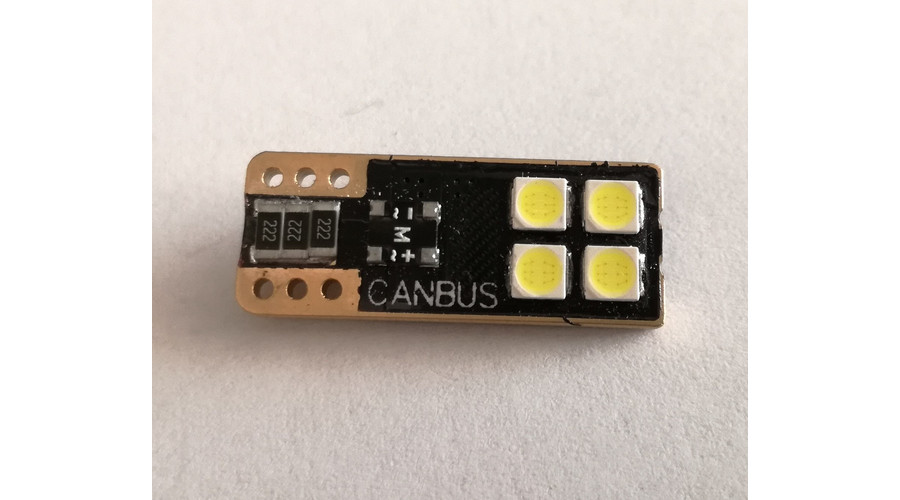 T10 W5W 4x3030SMD 6000K fehér 1oldalas LED Canbus 12-24V