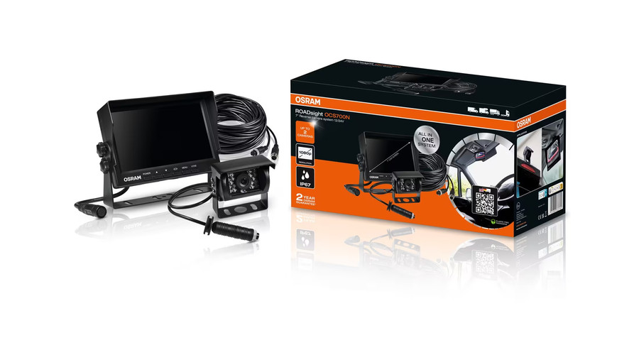 Osram ROADsight 7"-os kijelzős 12/24V vezetékes tolatókamera rendszer OCS700N